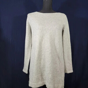 J.Jill Womens S Long Sleeve Knit Tunic Sweater Mature Modest Light Gray Speckled